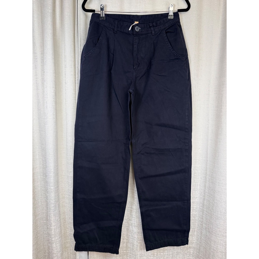 Free People Navy Blue Pleated High Rise Straight Leg Chino Pants Size 4